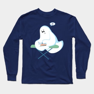 Cute Ghost Irons His Wrinkles For Halloween Long Sleeve T-Shirt